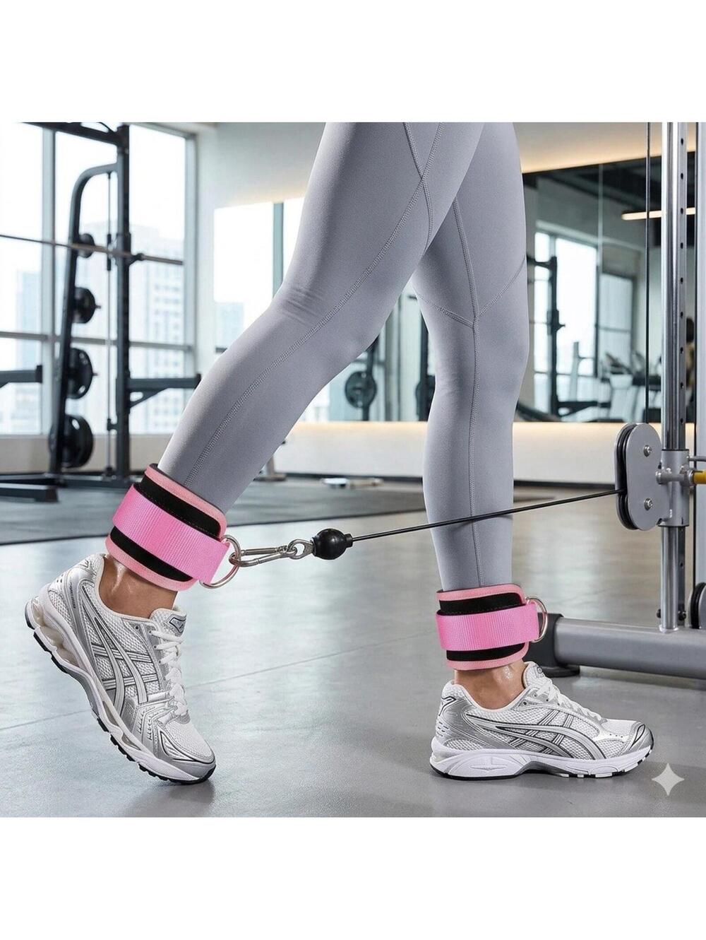 2 Fitness Ankle/wrist Straps for Cable Machine Pink & Black Padded Adjustable